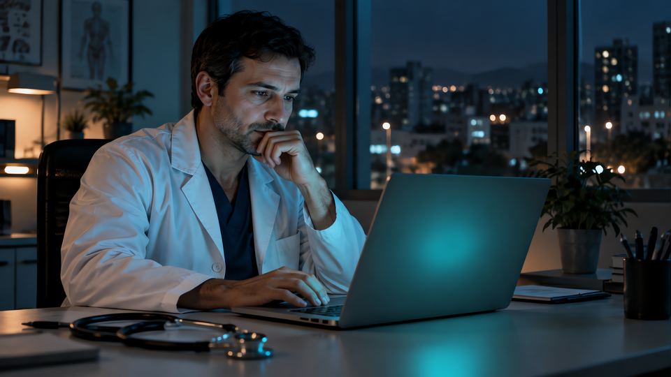 Médico revisando una historia clínica